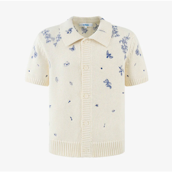 YITAI Sweater Embroidery Cardigan Medium Fine China Button Up Sold Out NIP New - Picture 1 of 12